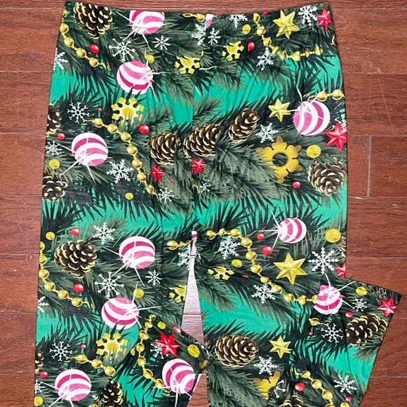 Christmas Tree Holiday Ornaments High Waist Leggings Santa Small / Medium 4 - 10 - Picture 9 of 11